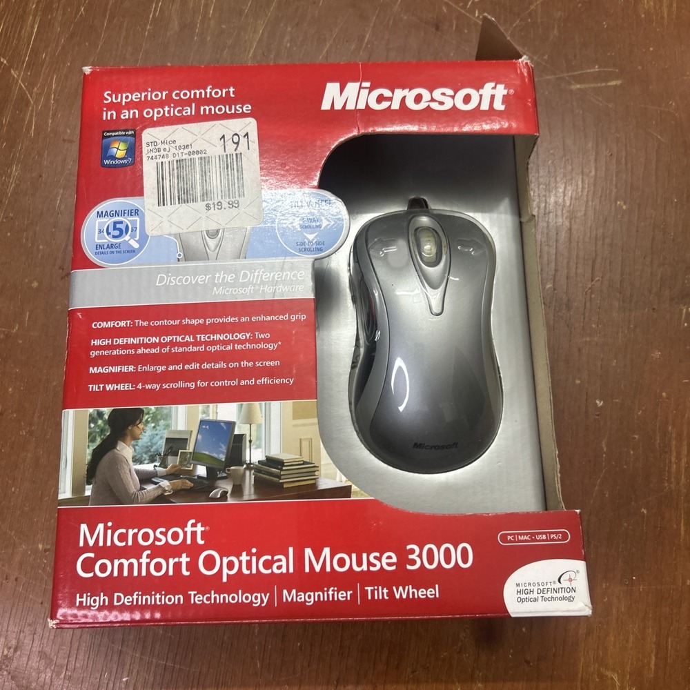 Microsoft Comfort Optical Mouse 3000 Wired Mouse Silver D1T-00002